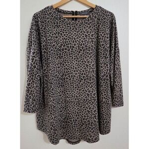 Primark XL Tunic Top Animal Print Leopard Tan Brown Casual Long Sleeve Blouse‎